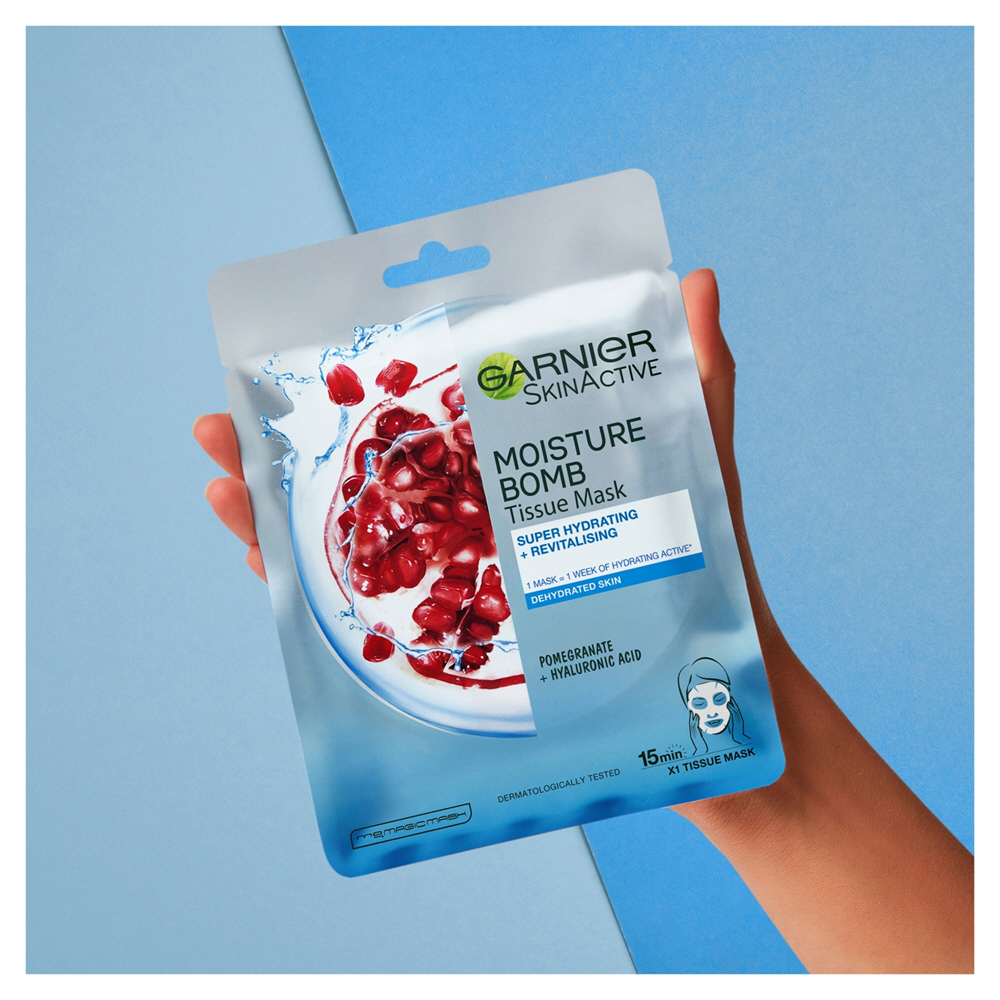 Garnier Moisture Bomb Pomegranate Hydrating Face Sheet Mask Dehydrated Skin