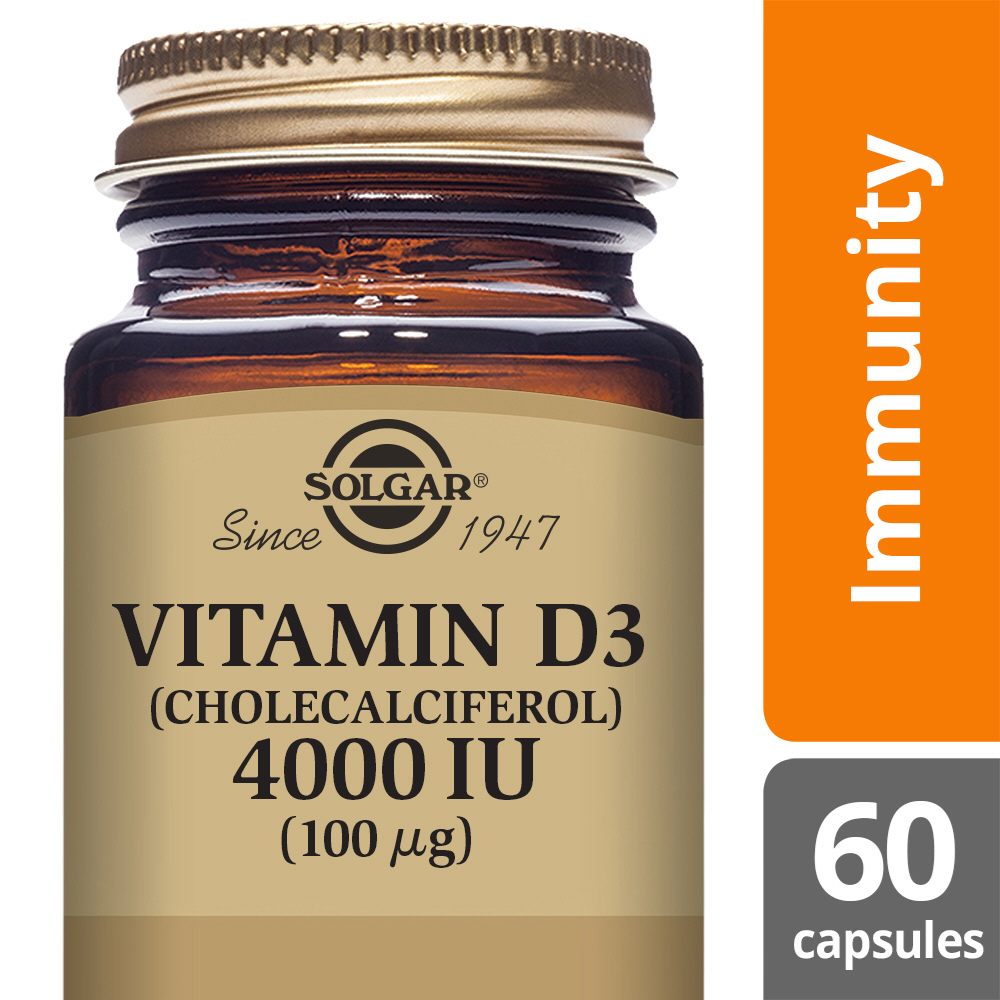 Solgar Vitamin D3 (Cholecalciferol) 4000 IU (100&micro;g) Vegetable Capsules - Pack of 60