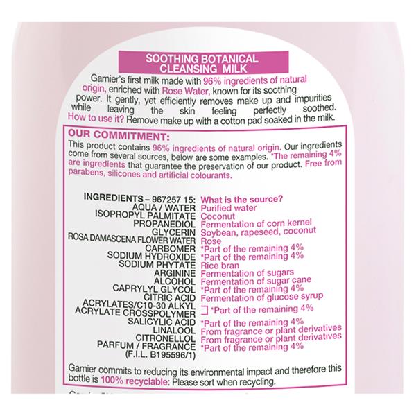 Garnier Natural Rose Water Cleansing Milk Sensitive Skin 200ml