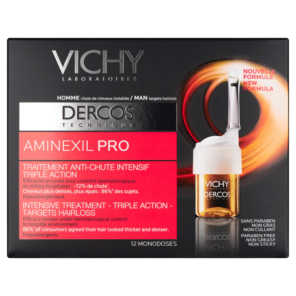 Vichy Dercos Technique Intensive Treatment Triple Action Targets Hair Loss Man 12 x 6ml
