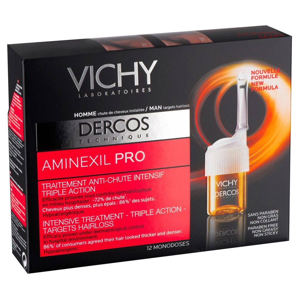 Vichy Dercos Technique Intensive Treatment Triple Action Targets Hair Loss Man 12 x 6ml