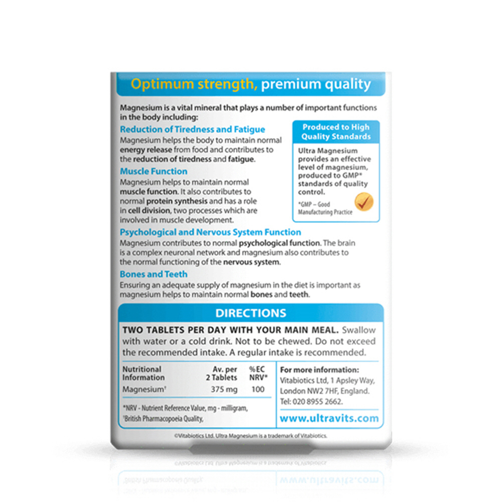 Vitabiotics Ultra Magnesium 375mg Tablets 60s