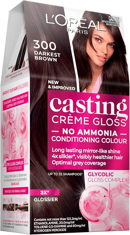 L'Oreal Paris Casting Creme Gloss Semi-Permanent Hair Dye, Brown Hair Dye 300 Darkest Brown