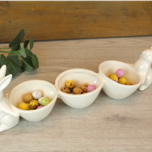 RICHARD LANG BUNNY TRIPLE SNACK BOWL