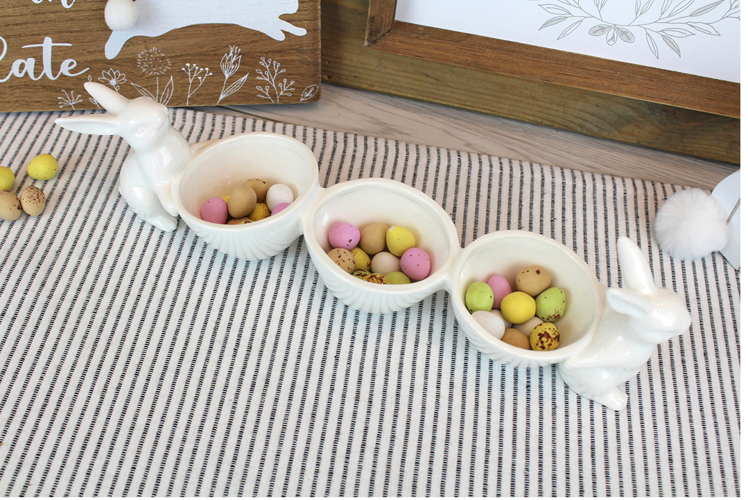 RICHARD LANG BUNNY TRIPLE SNACK BOWL