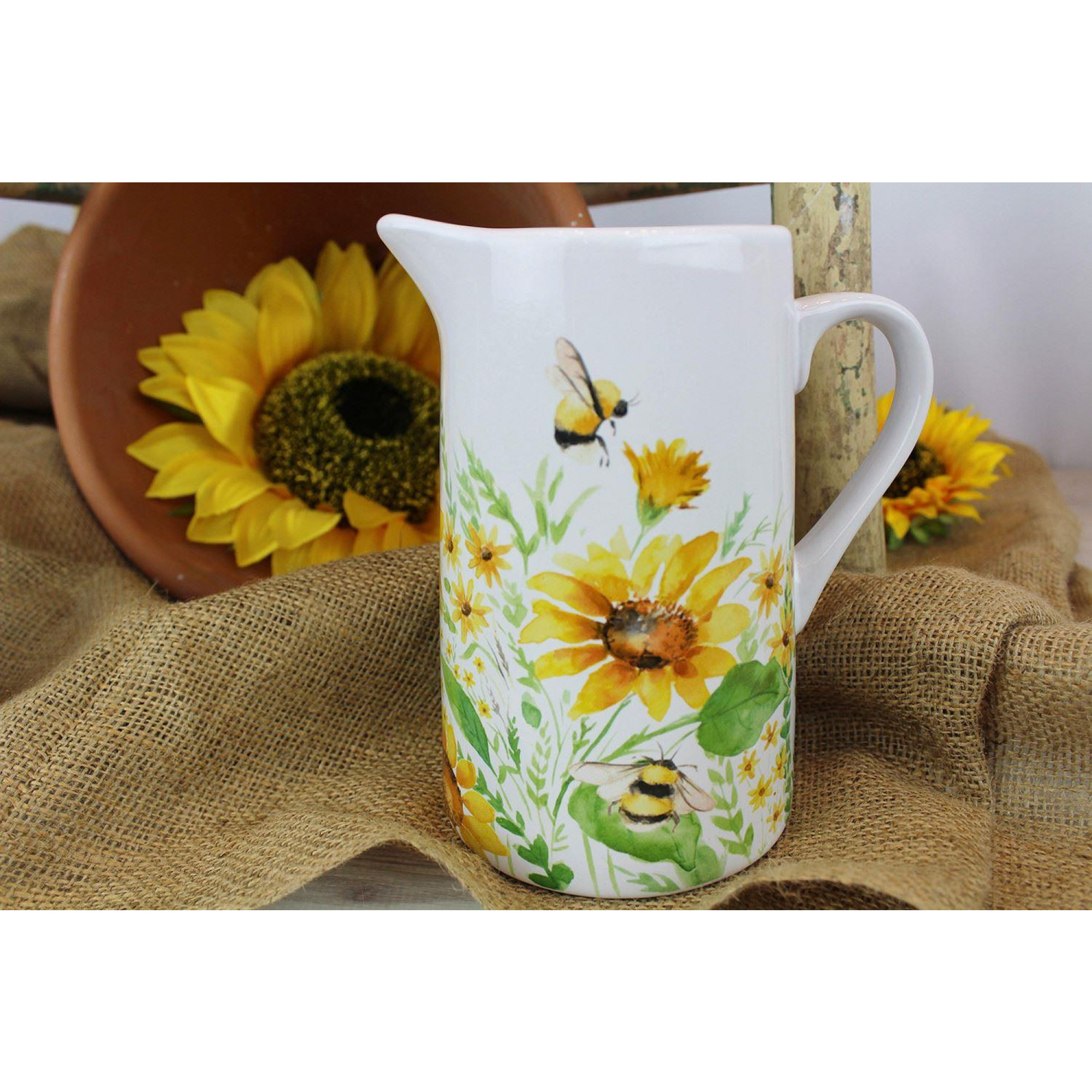 Sunflower Bee Ceramic Serving Jug