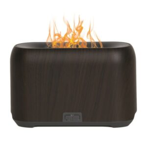 LED Ultrasonic Diffuser - Flame Effect Dark Wood 20cm