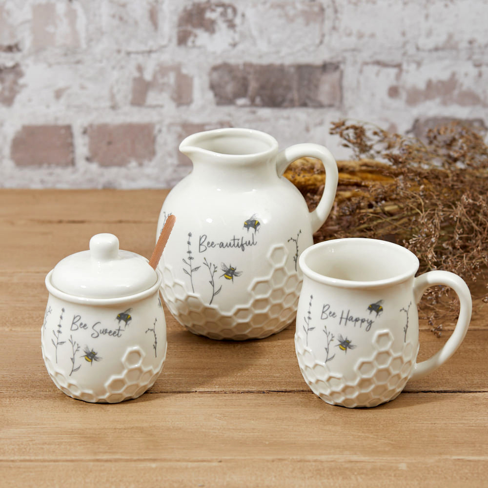 Honeycomb Embossed Bee Mug