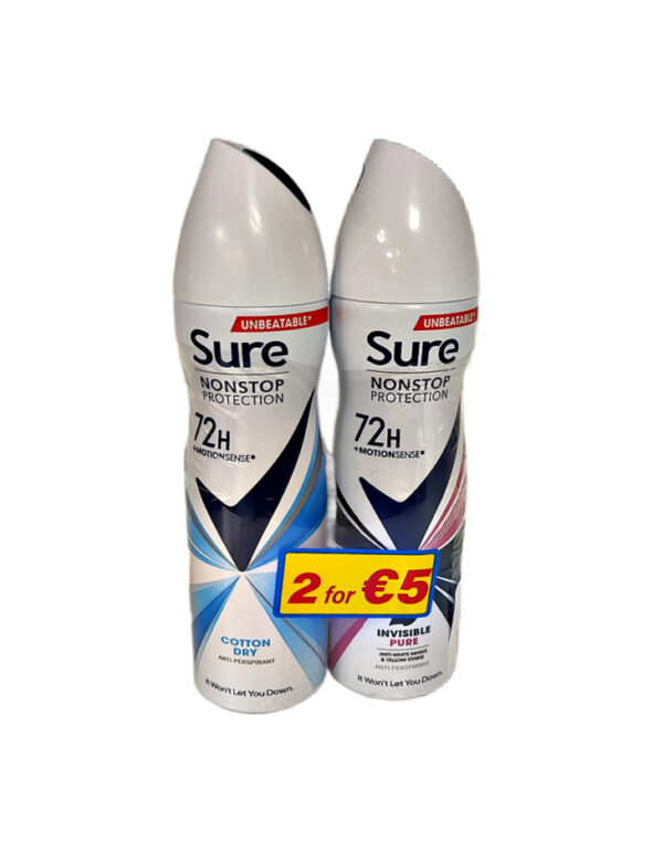 Sure Twin Pack - Cotton Dry & Invisible Pure 150ml