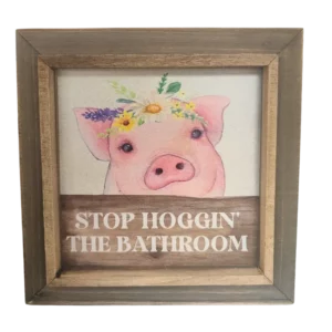 Playful Pig Bathroom Plaque