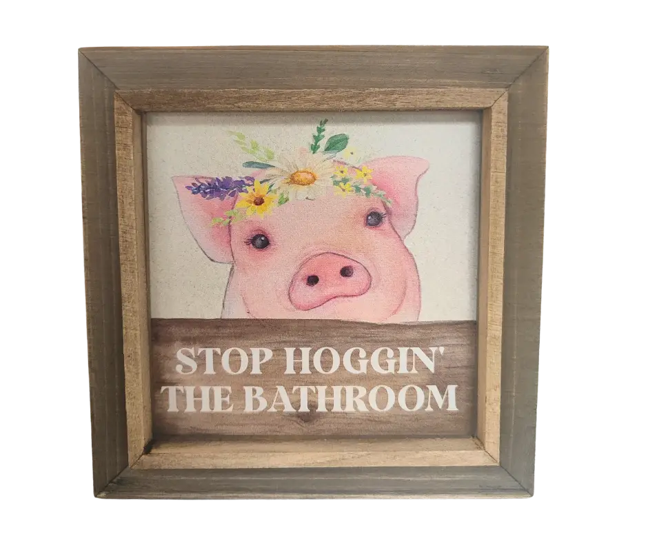 Playful Pig Bathroom Plaque
